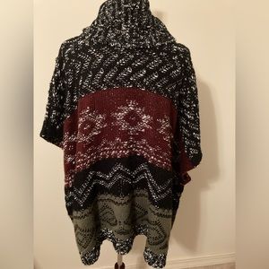 Cliche’ Couture- Mutil-colored Knit Poncho with Arm Holes. Size XL